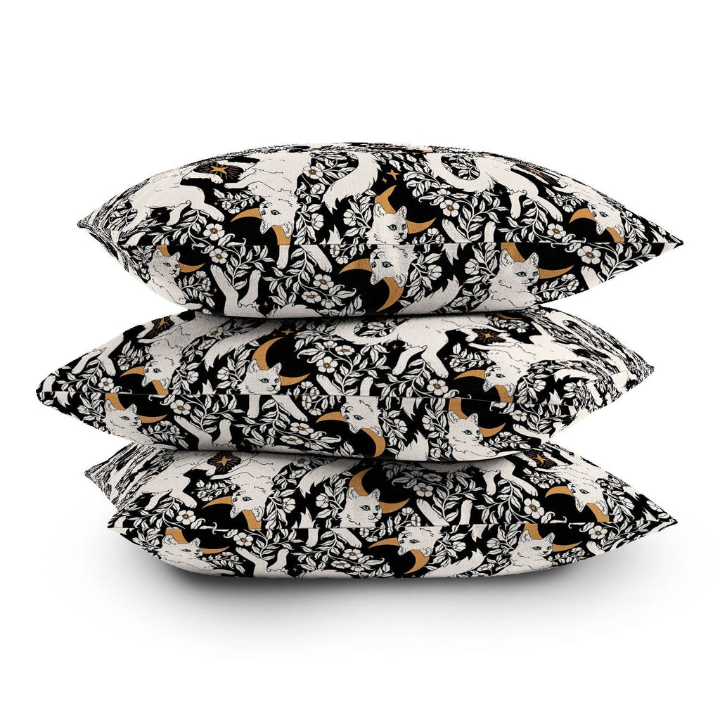Avenie Celestial Cats Gold Outdoor Throw Pillow