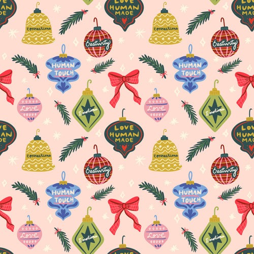 Design by Spark Love Human Made Christmas Ornaments Shower Curtain