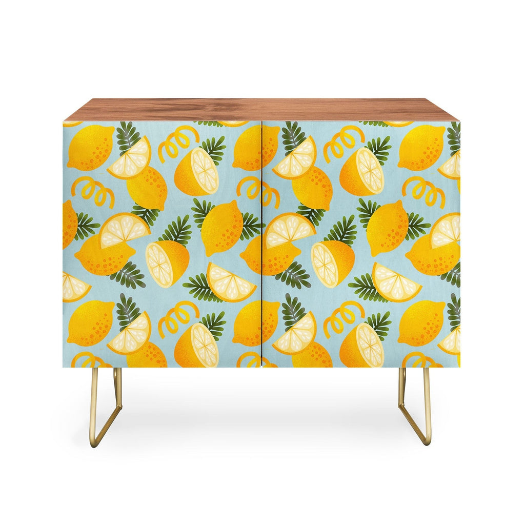 Jessica Molina Lemon Pattern on Sky Blue Credenza
