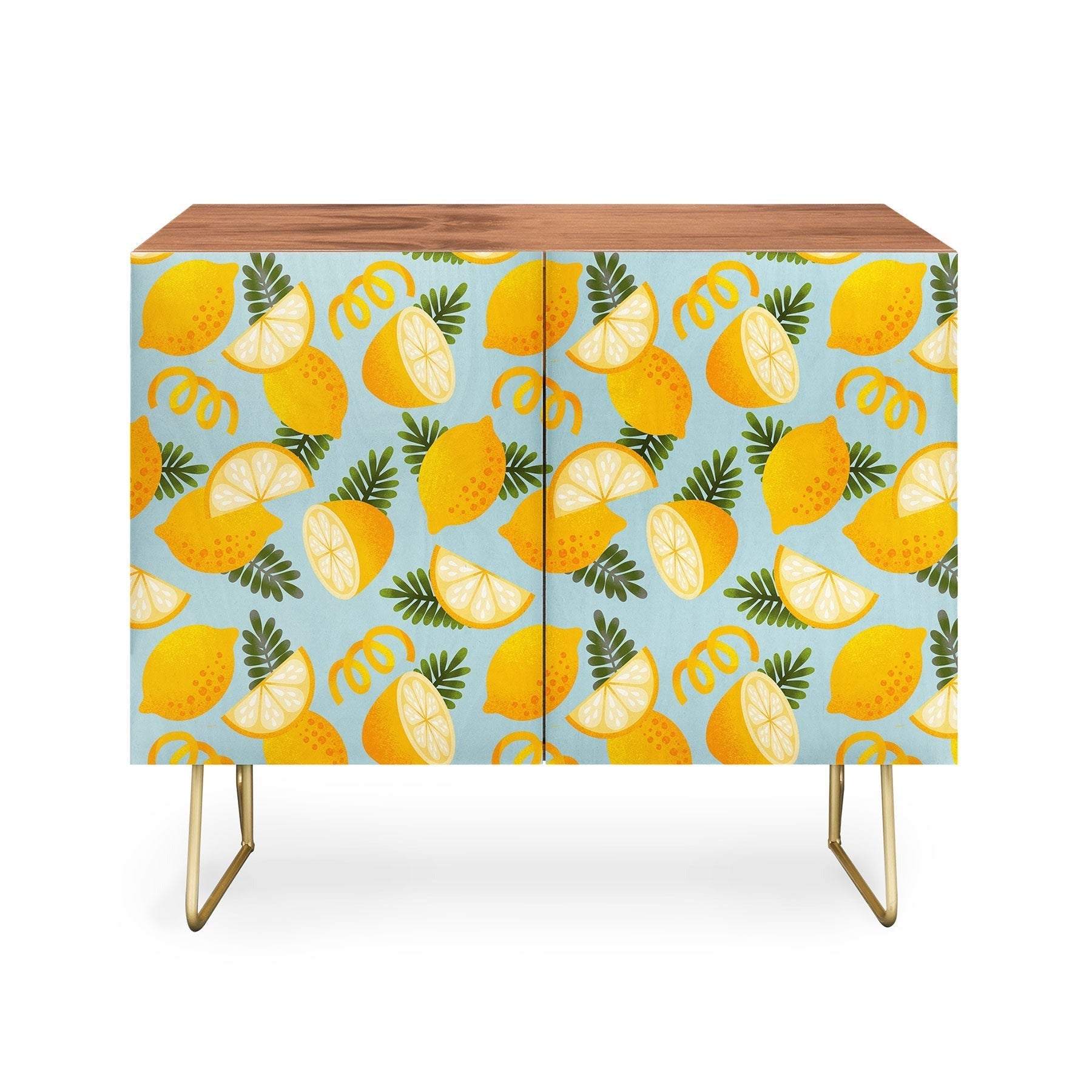 Jessica Molina Lemon Pattern on Sky Blue Credenza