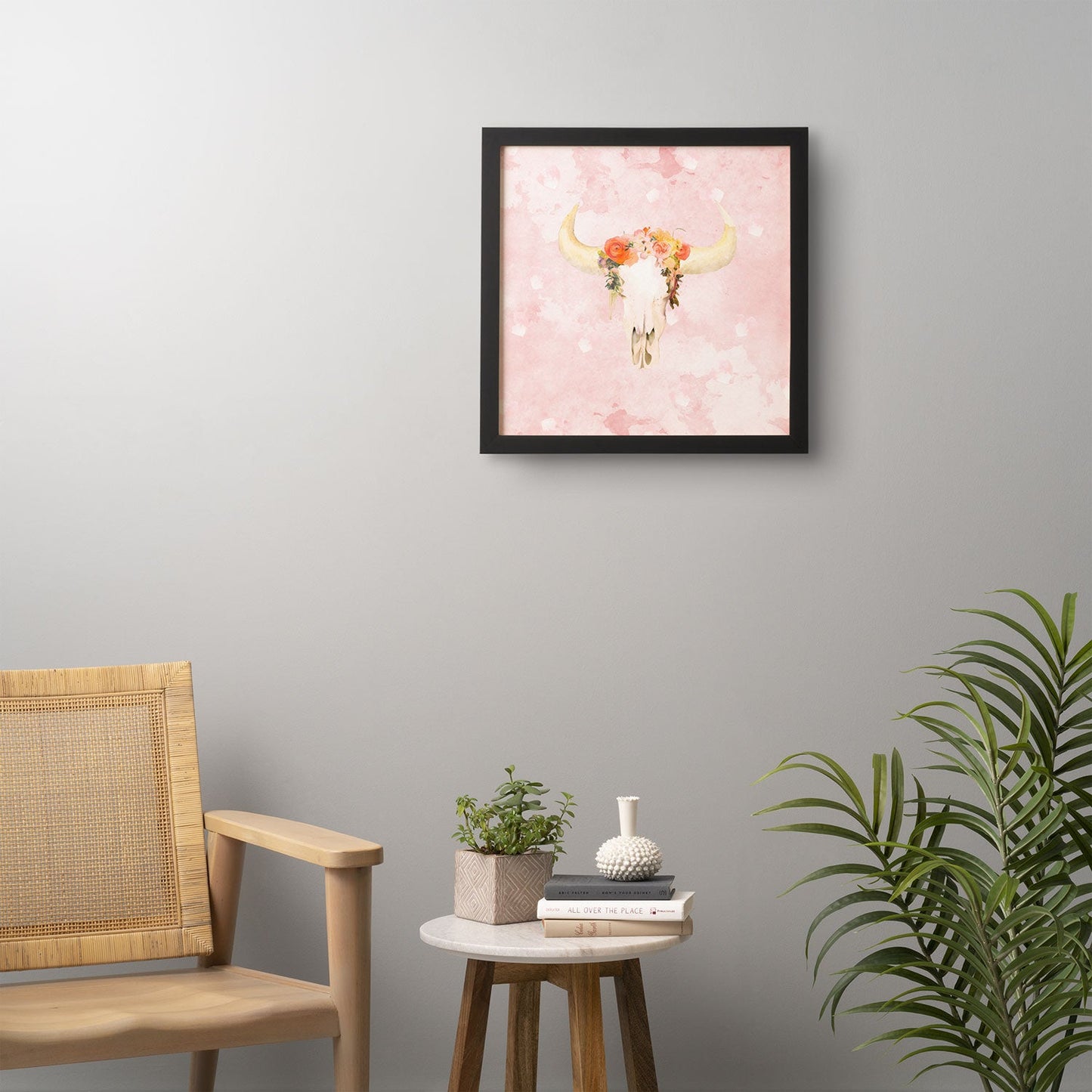 Kangarui Romantic Boho Buffalo Framed Wall Art