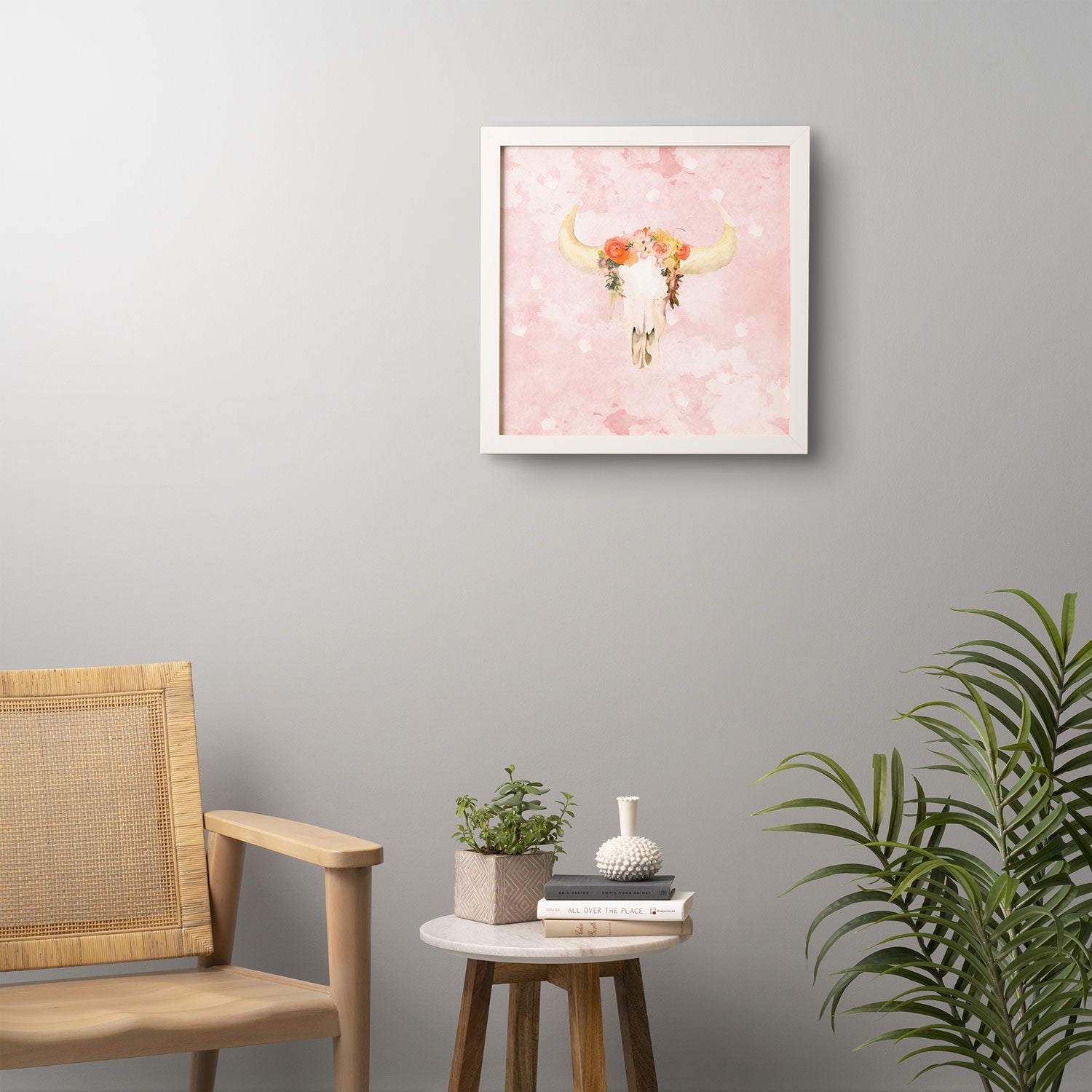 Kangarui Romantic Boho Buffalo Framed Wall Art