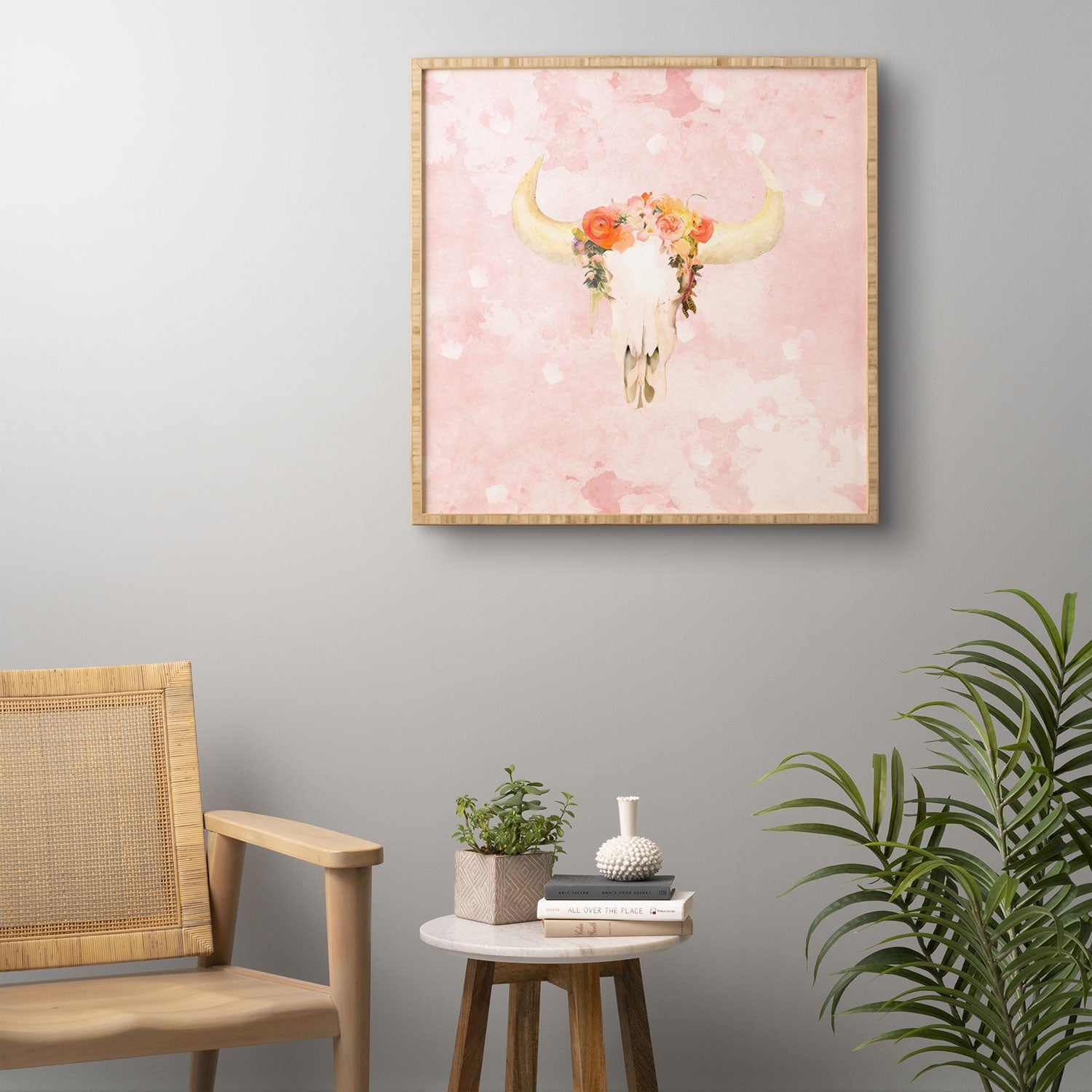 Kangarui Romantic Boho Buffalo Framed Wall Art