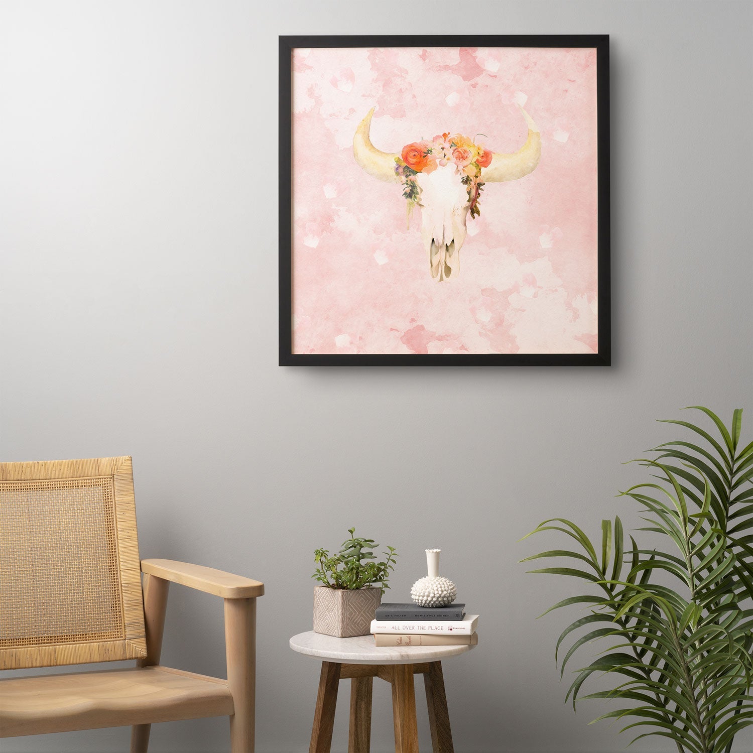 Kangarui Romantic Boho Buffalo Framed Wall Art