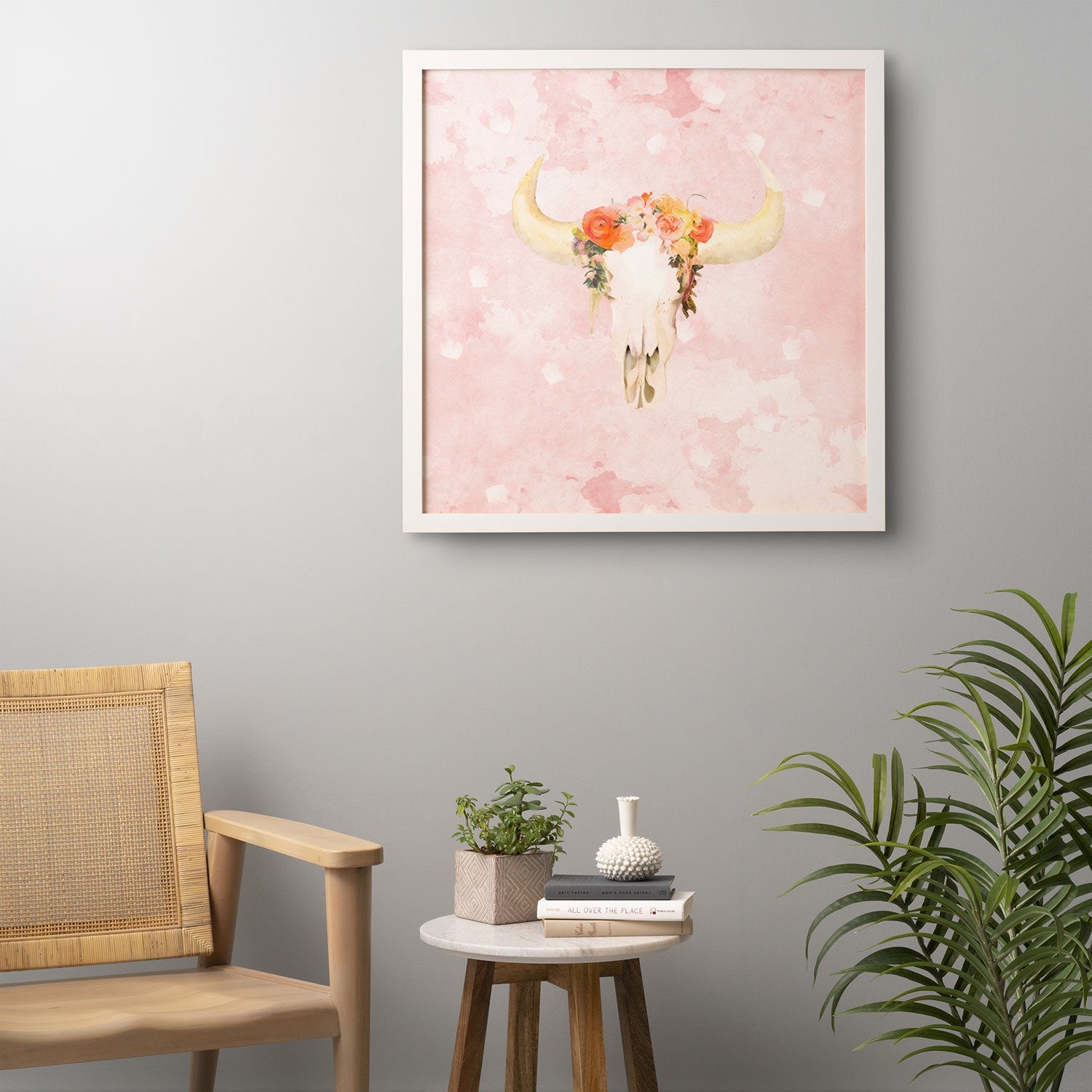 Kangarui Romantic Boho Buffalo Framed Wall Art