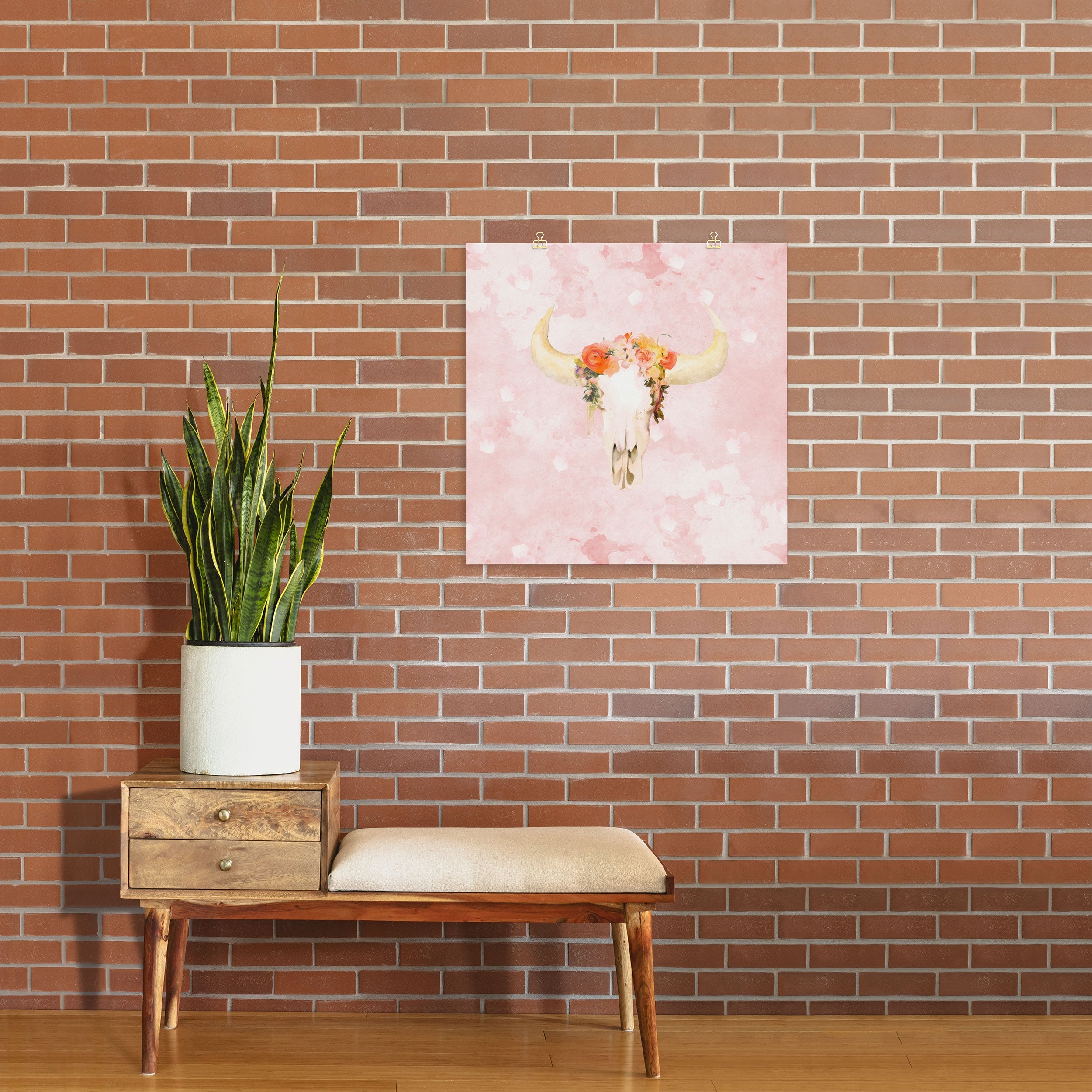 Kangarui Romantic Boho Buffalo Art Print