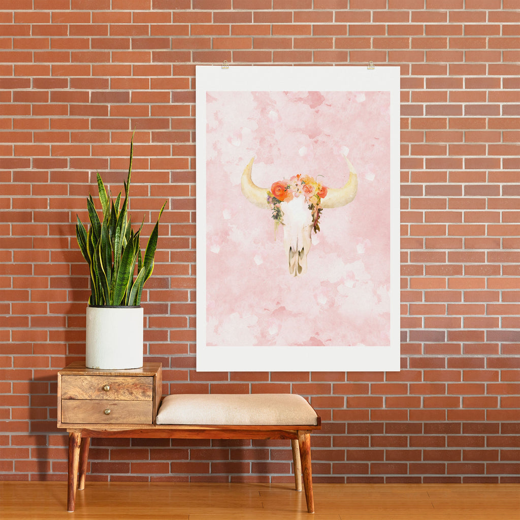 Kangarui Romantic Boho Buffalo Art Print