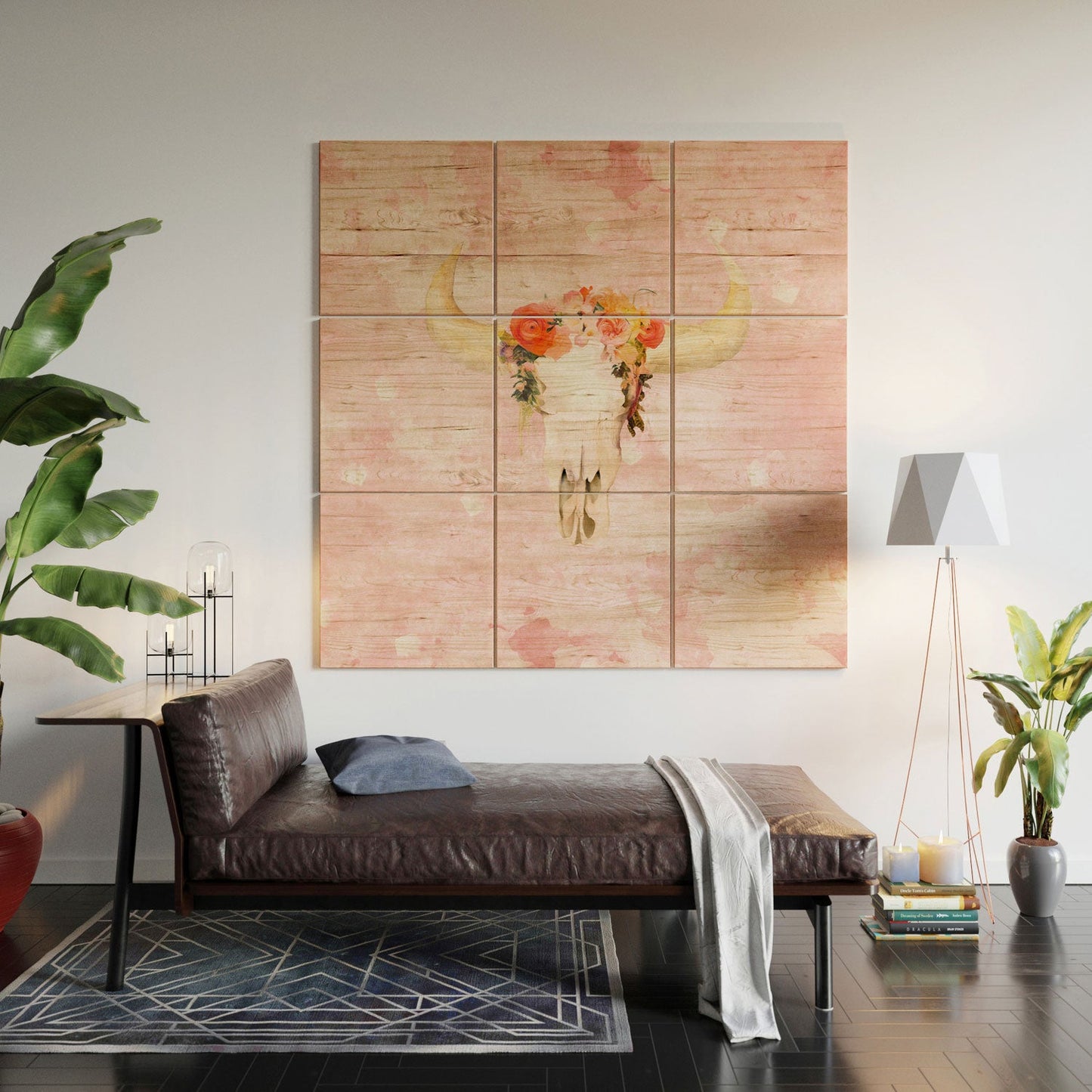Kangarui Romantic Boho Buffalo Wood Wall Mural