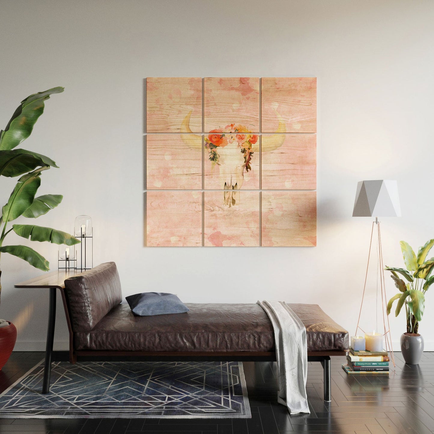 Kangarui Romantic Boho Buffalo Wood Wall Mural