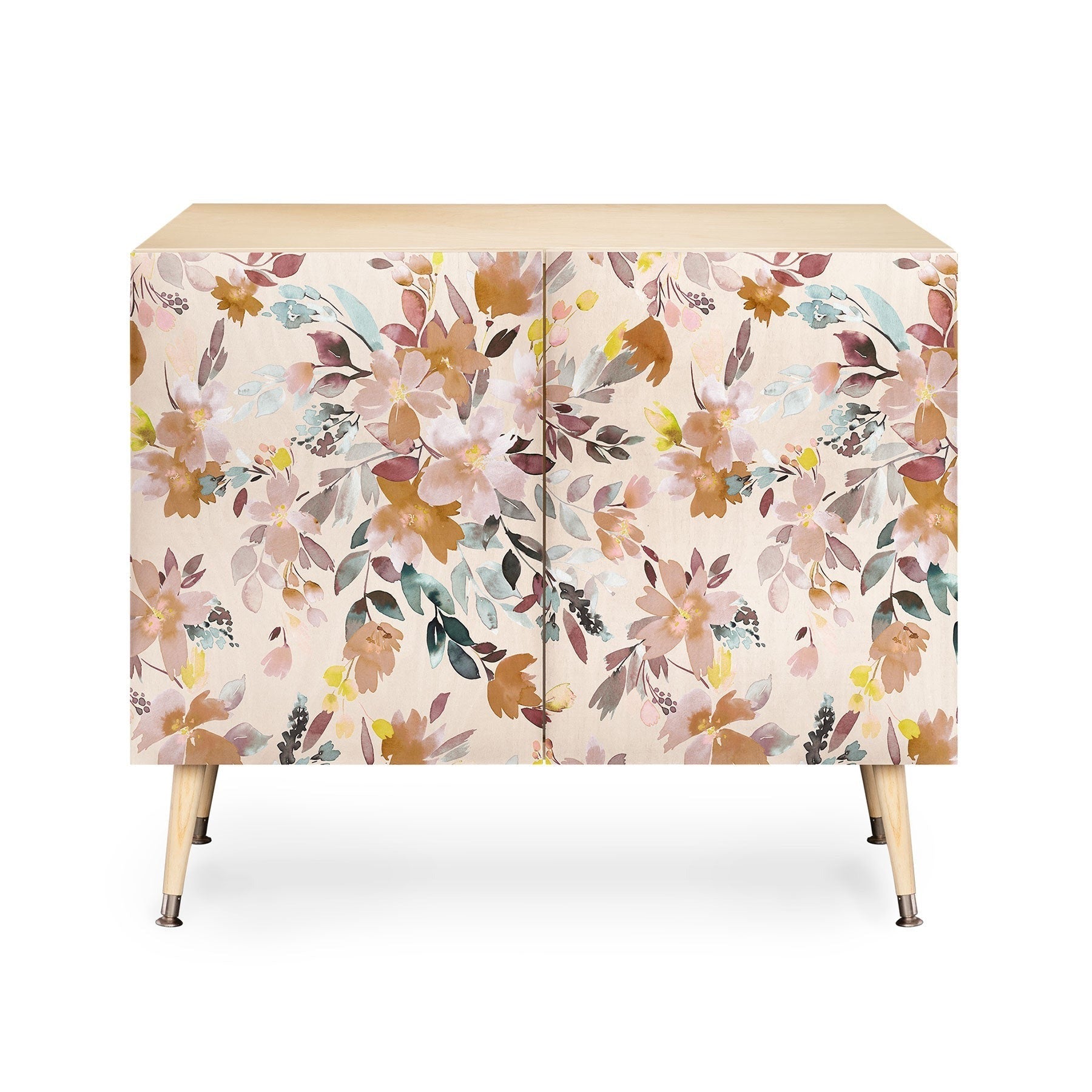 Ninola Design Botanic Retreat Floral Oleander Whimsical Soft Pink Credenza