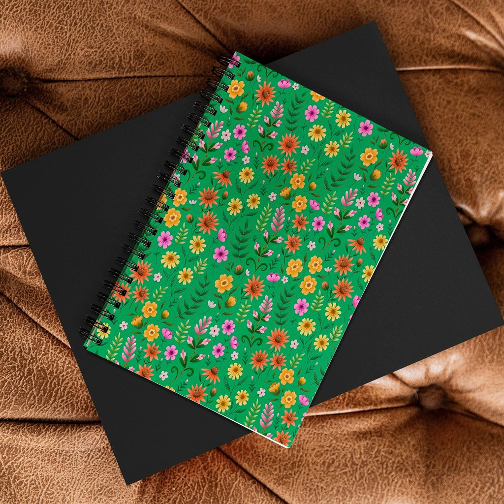 Pimlada Phuapradit Ditsy Spring Floral Green Spiral Notebook