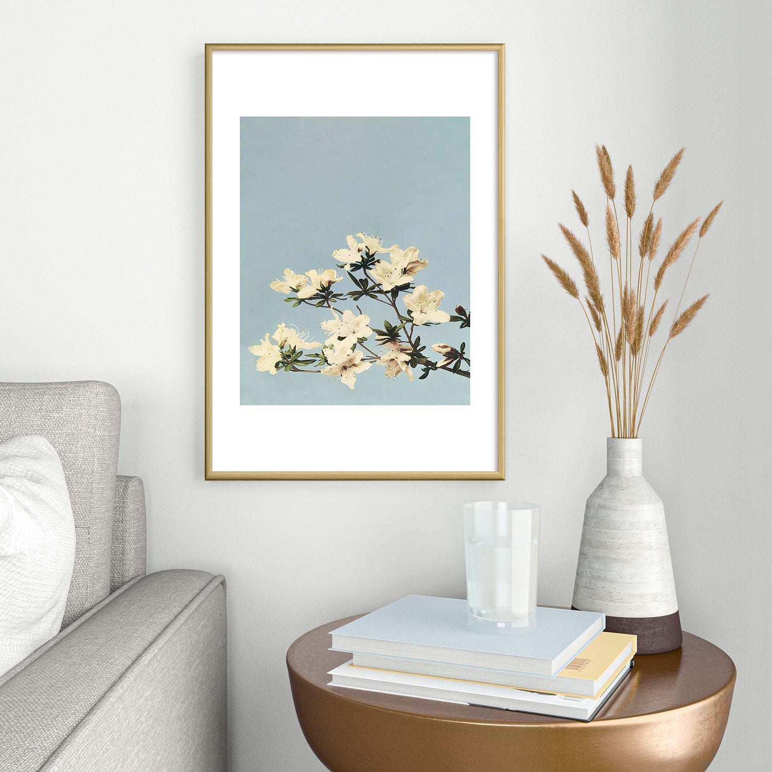 kazegami Japanese Azaleas Metal Framed Art Print