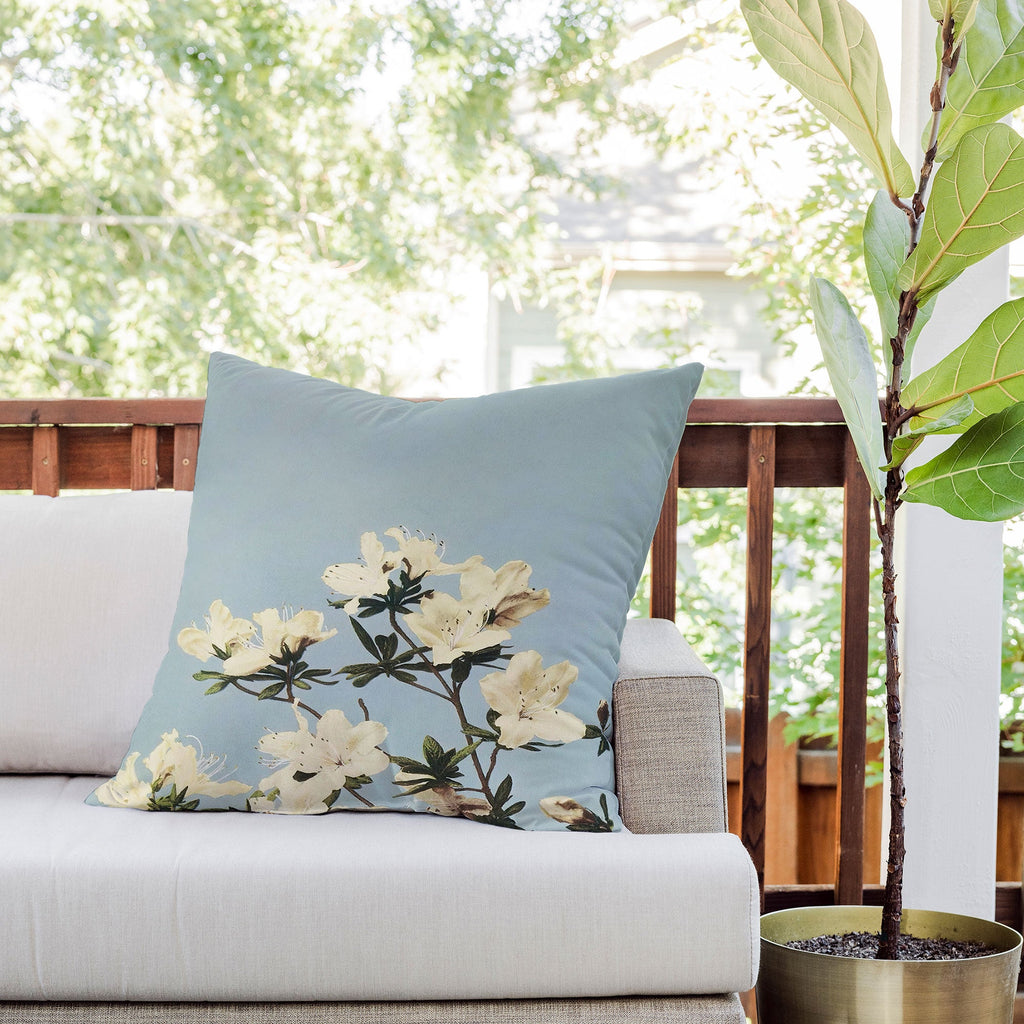 kazegami Japanese Azaleas Outdoor Throw Pillow