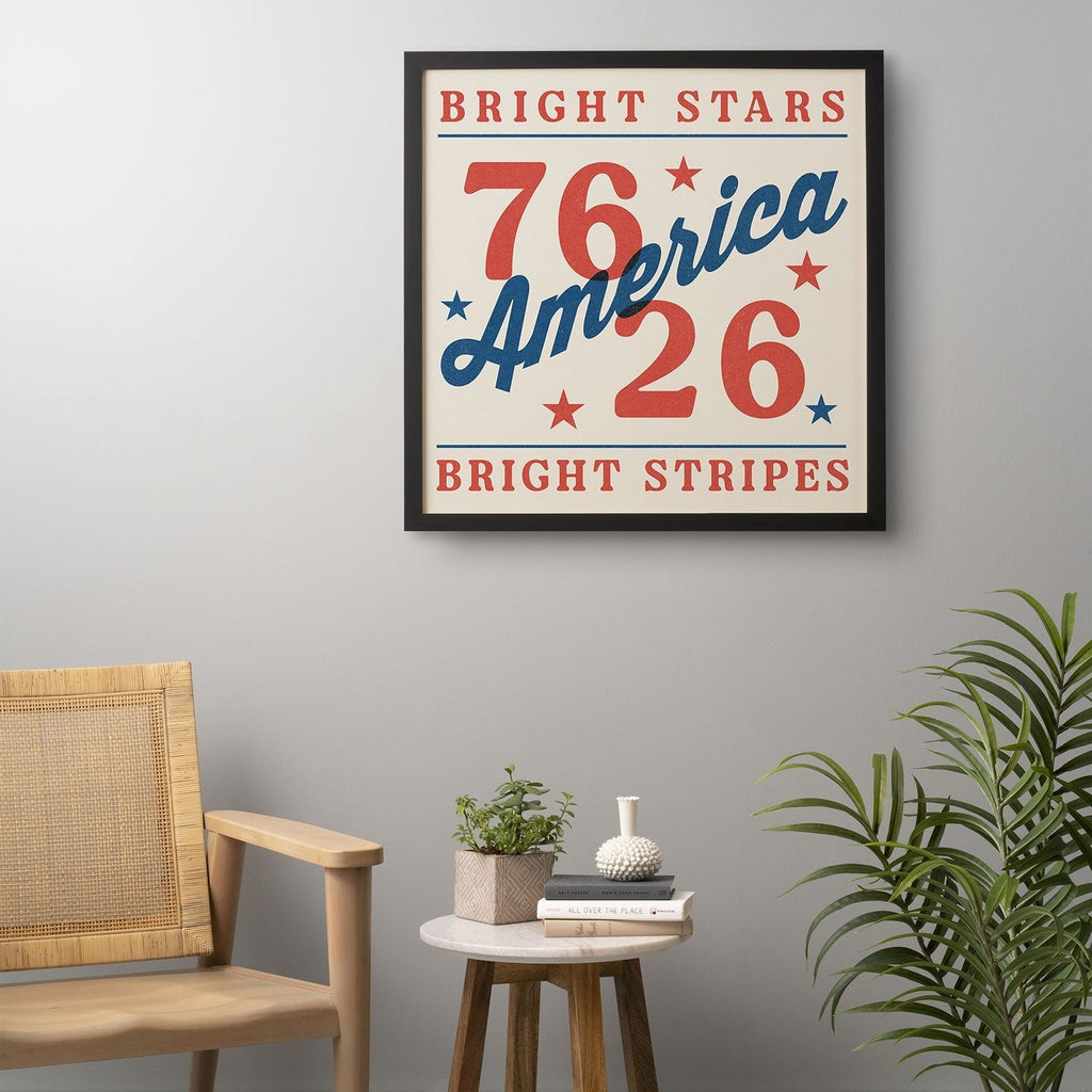 DENY Designs Bright Stars Bright Stripes Framed Wall Art