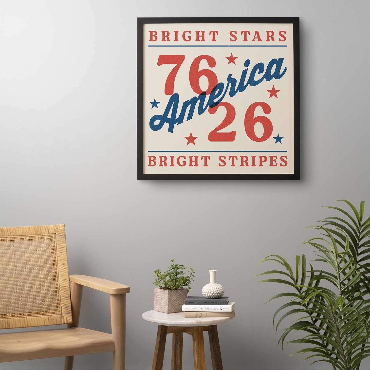 DENY Designs Bright Stars Bright Stripes Framed Wall Art