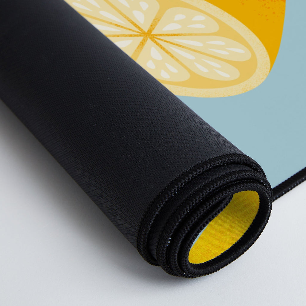Jessica Molina Lemon Pattern on Sky Blue Desk Mat