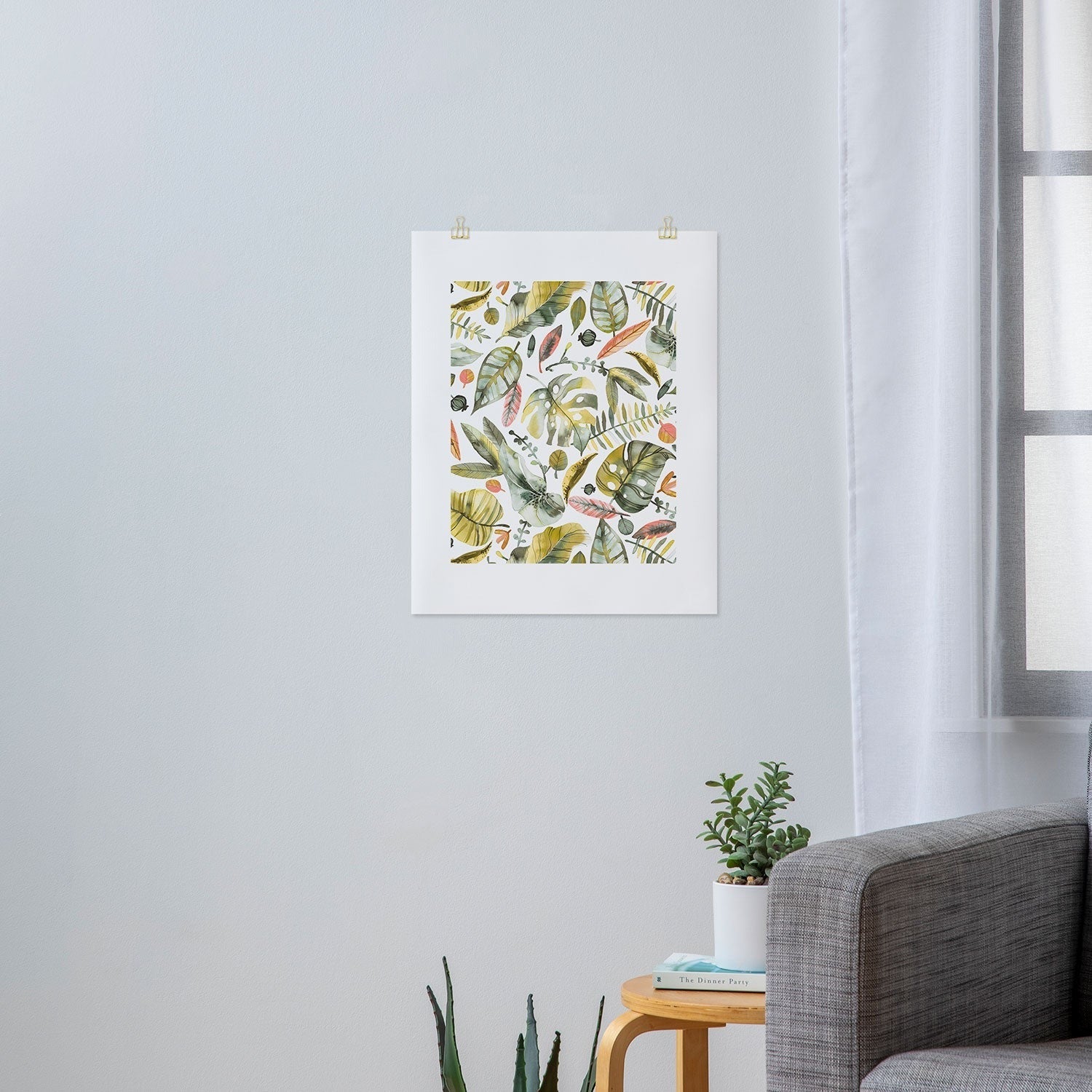 Ninola Design Botanic Retreat Tropical Jungle Leaves Botanical Green Orange Art Print
