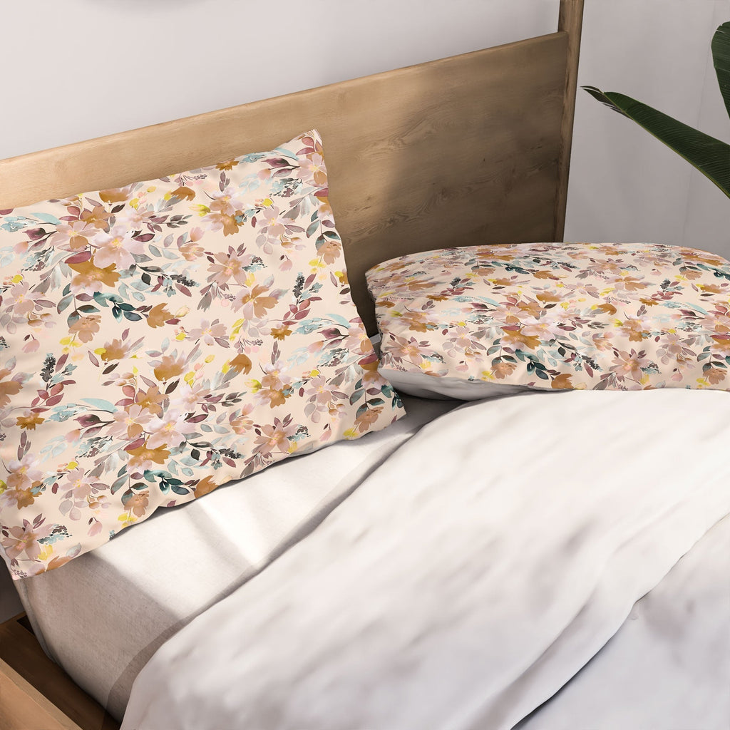 Ninola Design Botanic Retreat Floral Oleander Whimsical Soft Pink Pillow Shams