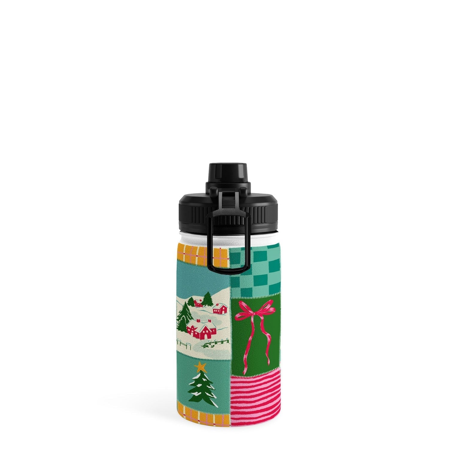 LouBruzzoni Cozy Christmas Patchwork Water Bottle