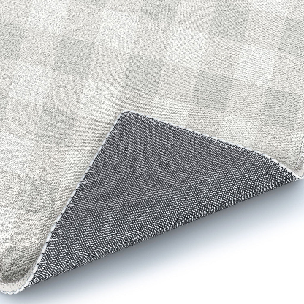 Colour Poems Gingham Plaid Pattern Cloud White Area Rug