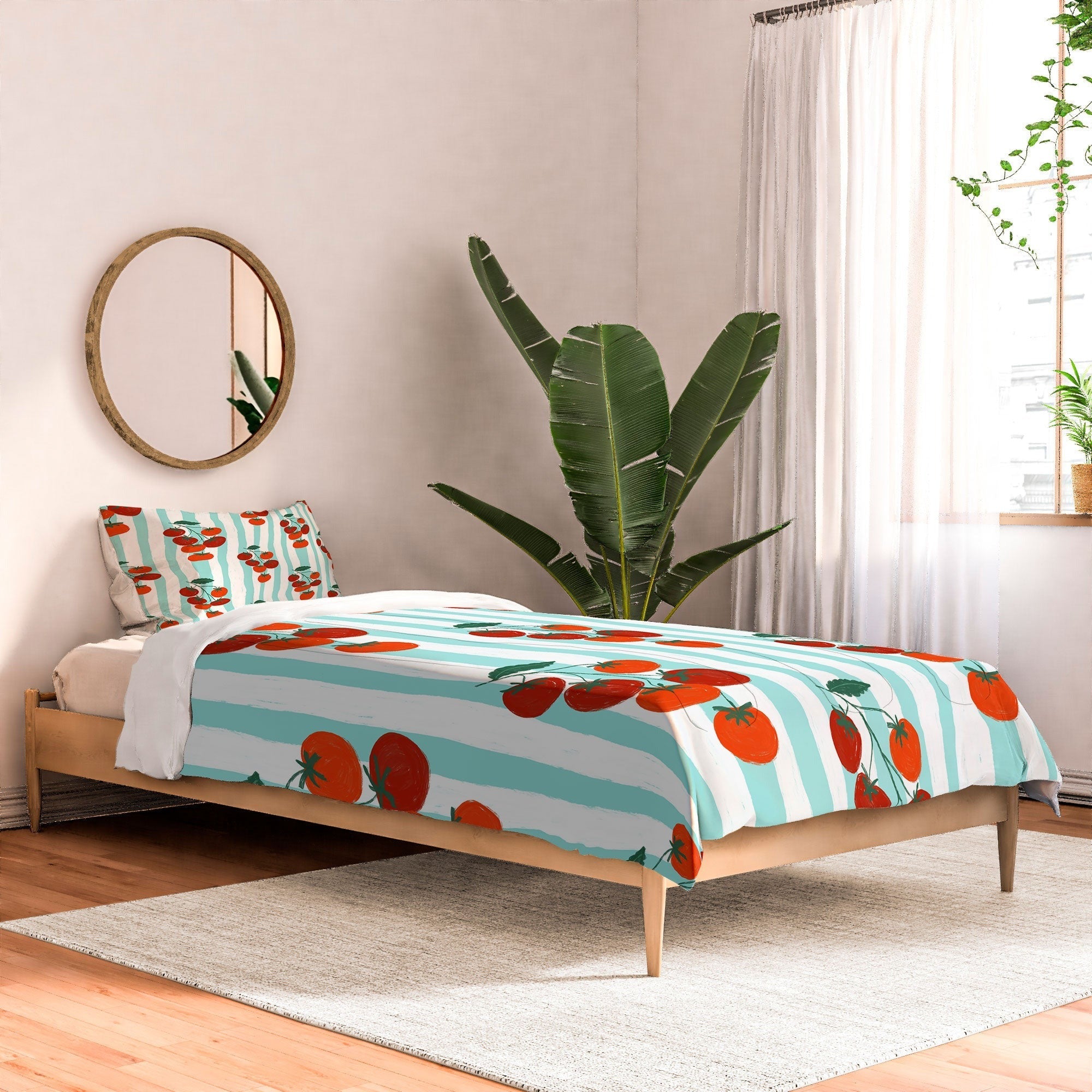 Design by Spark Zesty Tomatoes and Stripes Comforter