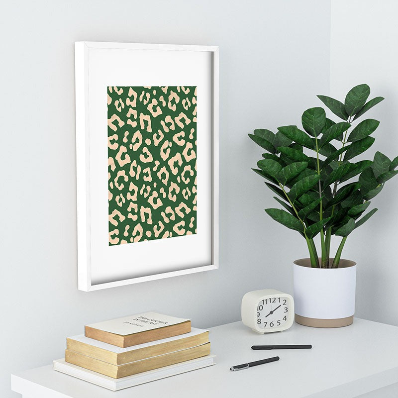 Avenie BR Cheetah Print In Green Recessed Framing Rectangle