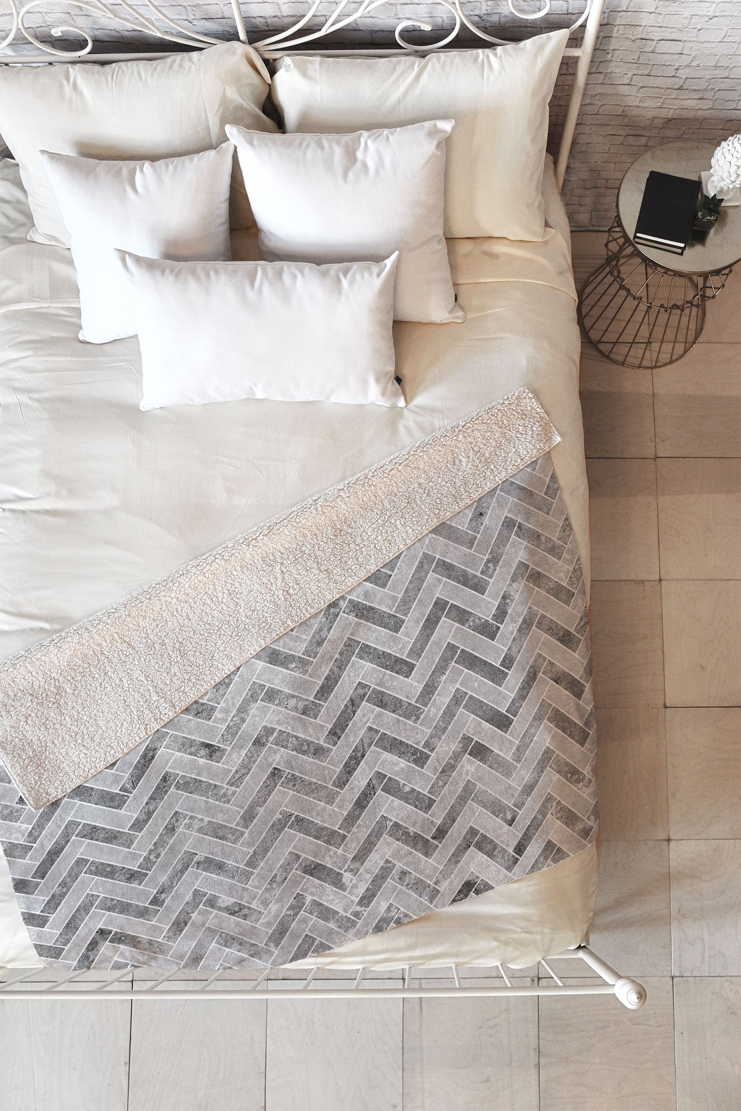 Kelly Haines Concrete Herringbone Fleece Throw Blanket