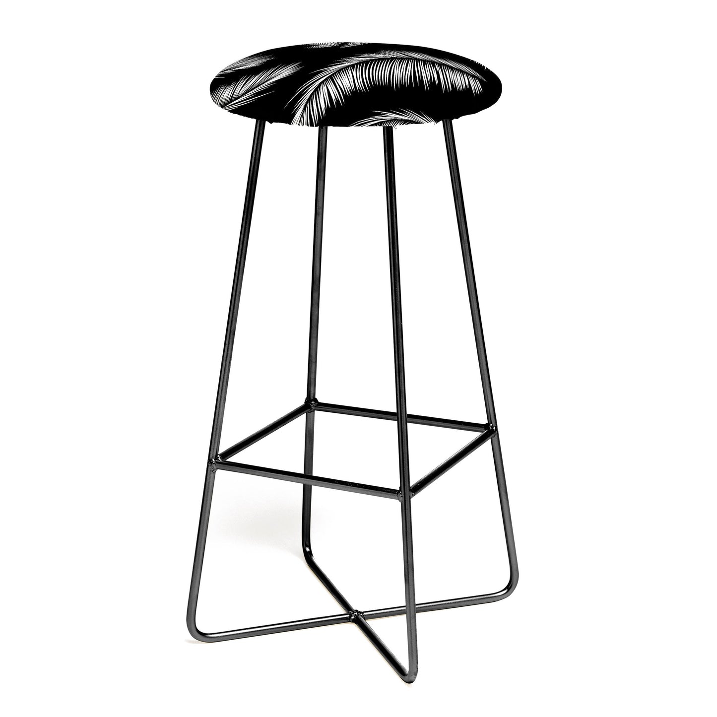 Kelly Haines Monochrome Palm Leaves Bar Stool