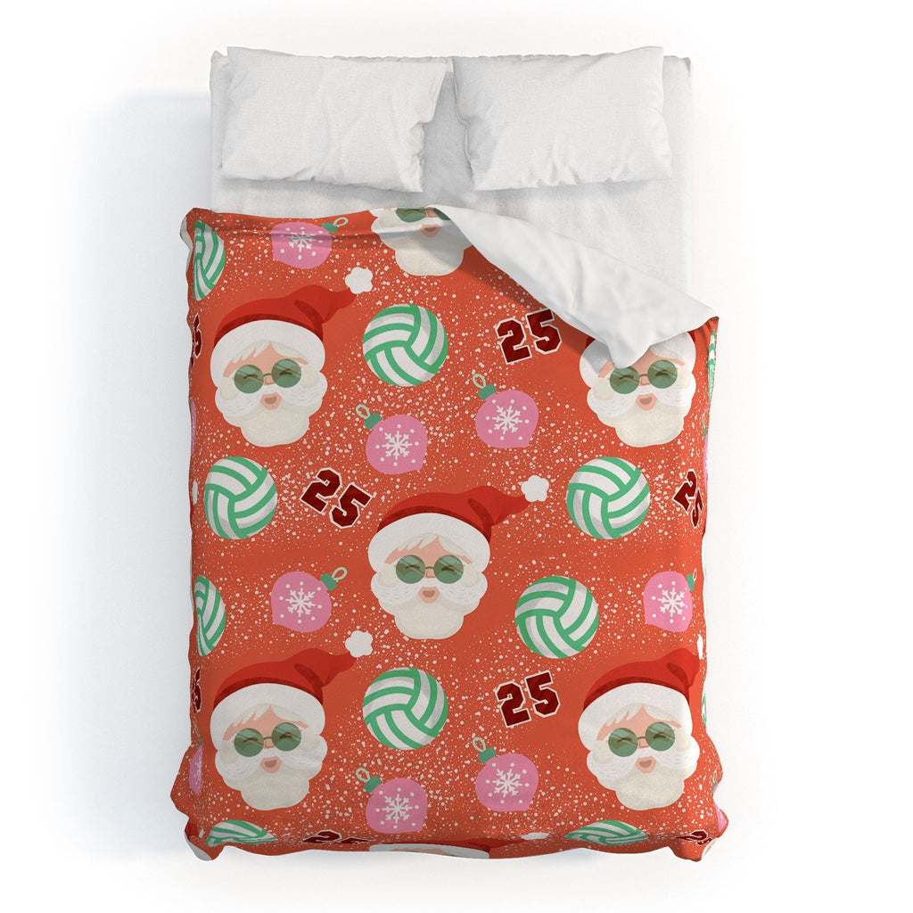 Design by Spark Sporty Volleyball Santa Duvet Cover