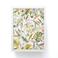 Ninola Design Botanic Retreat Tropical Jungle Leaves Botanical Green Orange Framed Mini Art Print