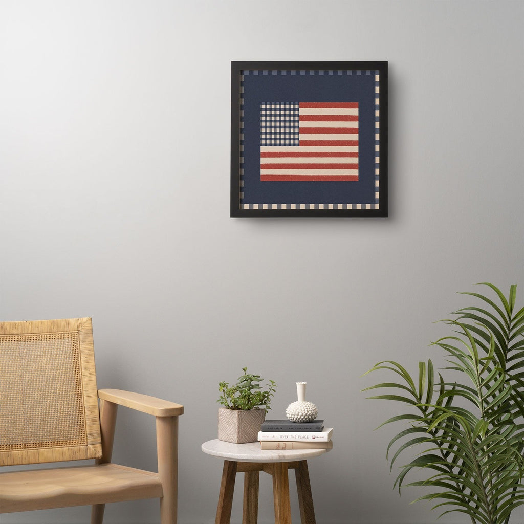 DENY Designs Gingham Flag Framed Wall Art