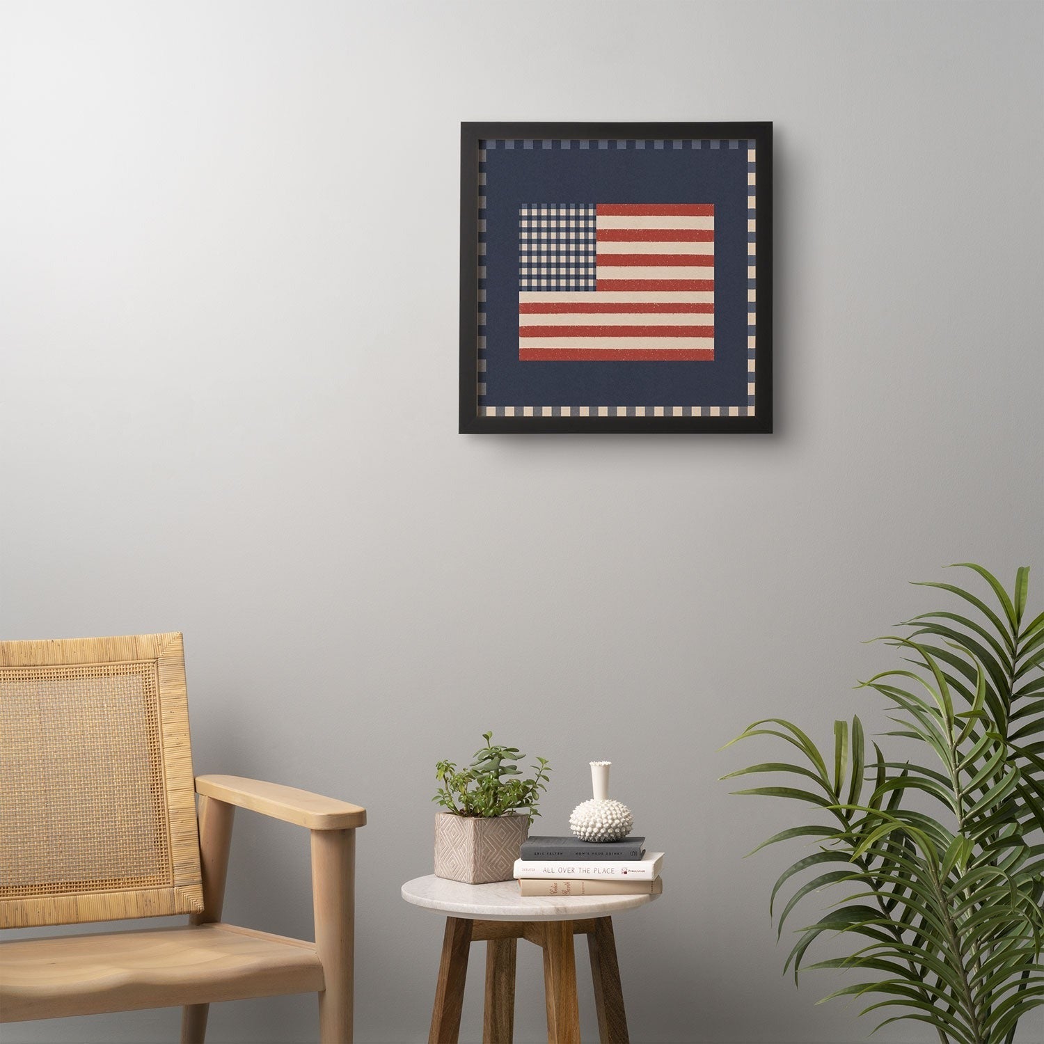 DENY Designs Gingham Flag Framed Wall Art
