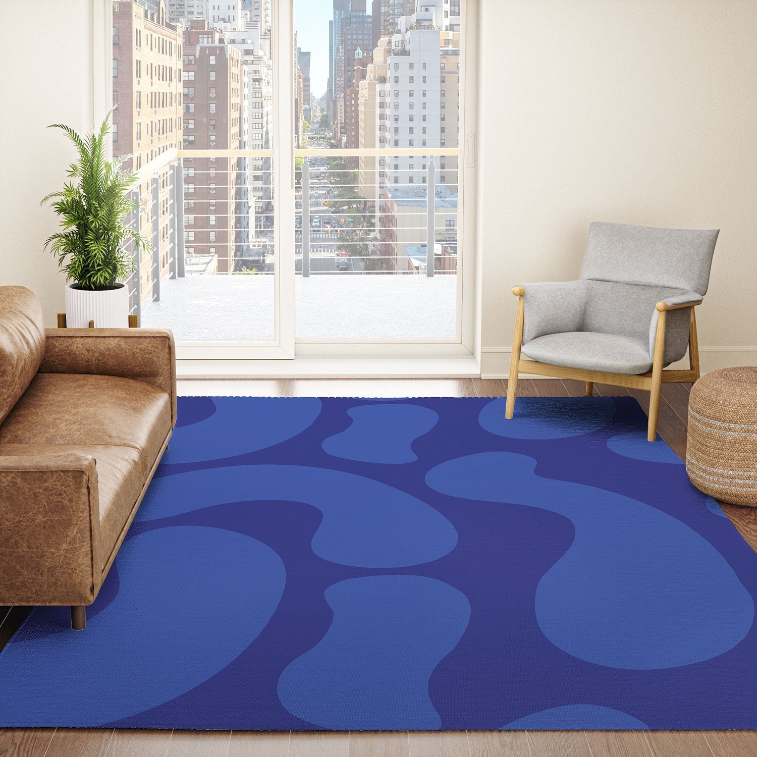 Camilla Foss Blue Pebble Area Rug