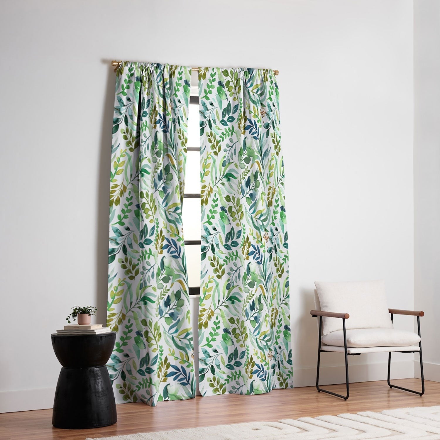 Ninola Design Botanic Retreat Loose Botanical Leaves Watercolor Green Blackout Non Repeat
