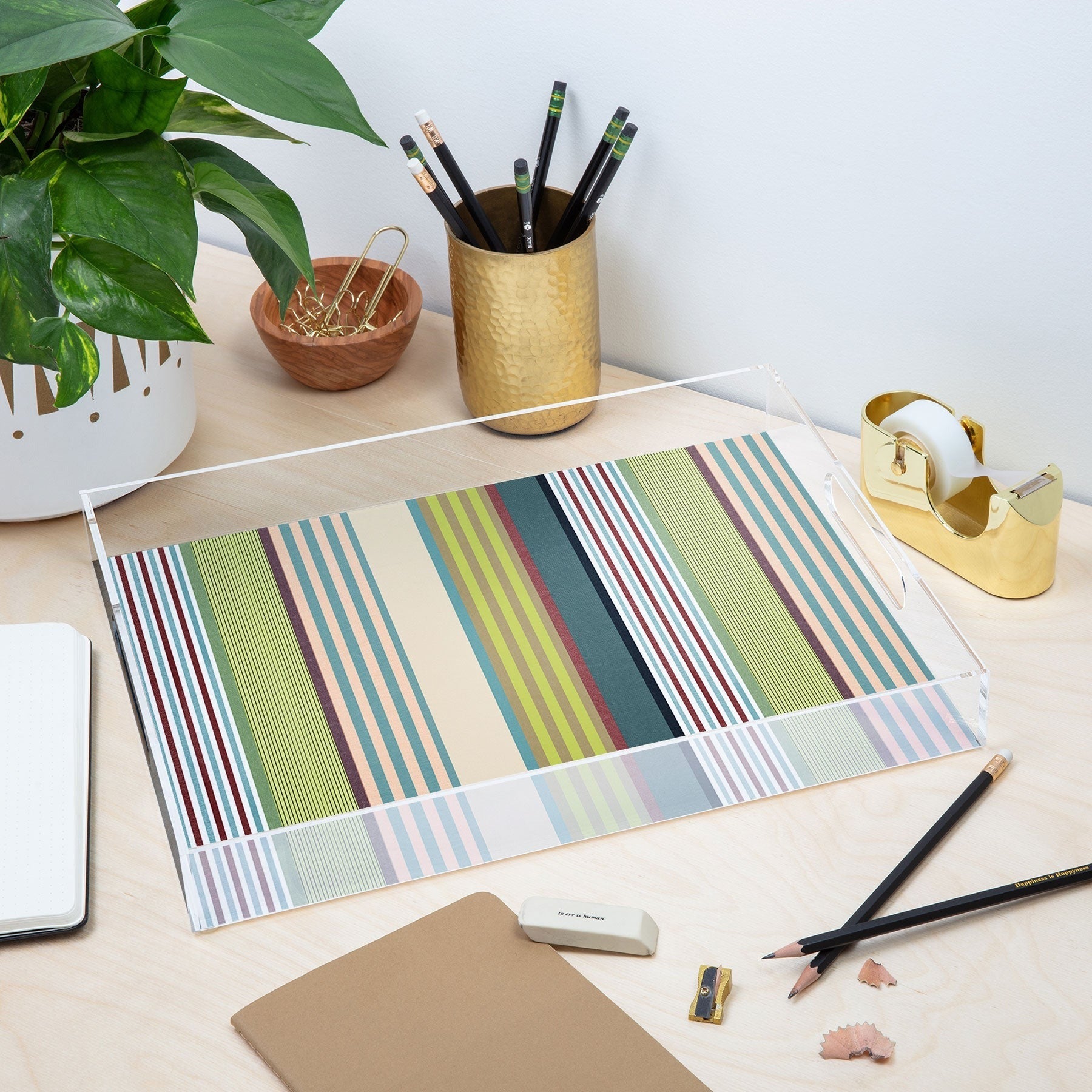Marta Barragan Camarasa Colorful Stripe Delight Acrylic Tray