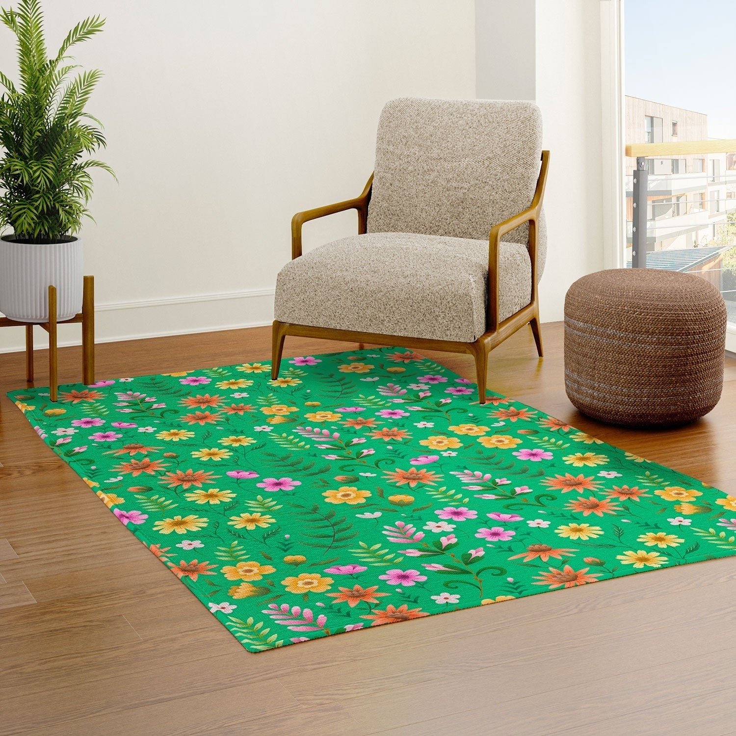 Pimlada Phuapradit Ditsy Spring Floral Green Area Rug