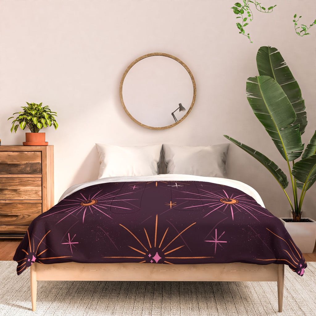 Little Om Pattern Little Moon plum Comforter