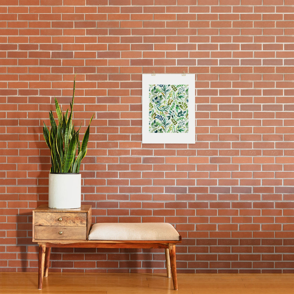 Ninola Design Botanic Retreat Loose Botanical Leaves Watercolor Green Art Print