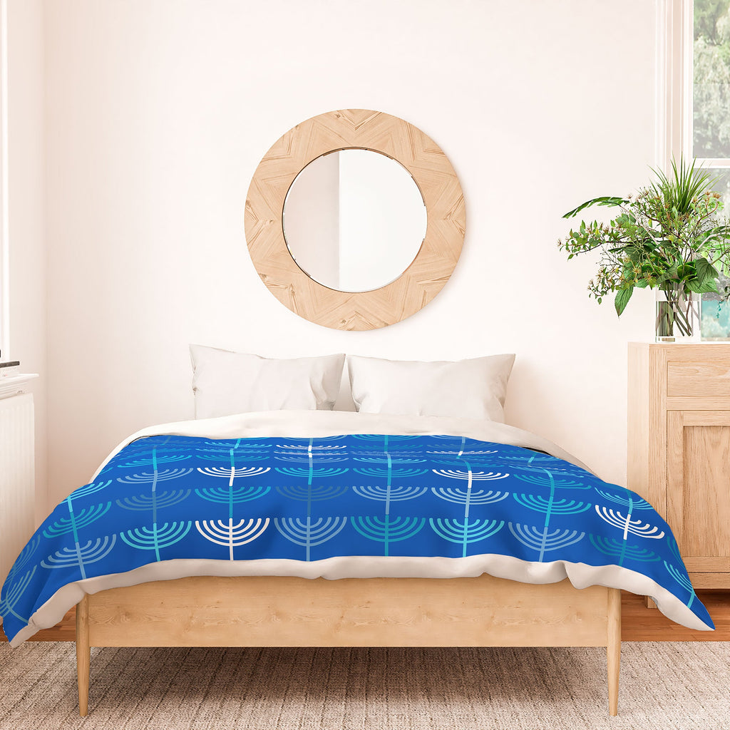Kierkegaard Design Studio Hanukkah Chanukah Menorah Duvet Cover