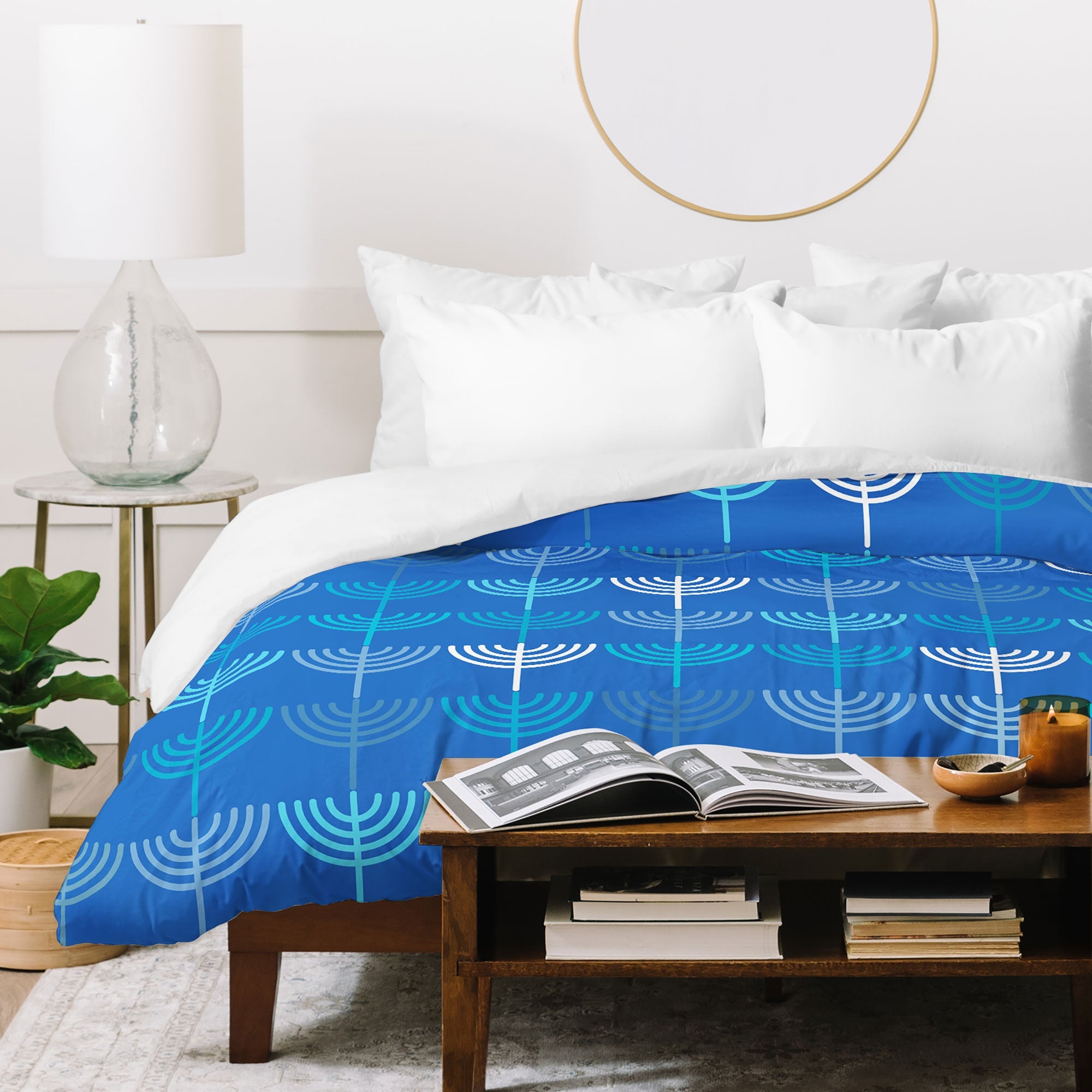 Kierkegaard Design Studio Hanukkah Chanukah Menorah Duvet Cover