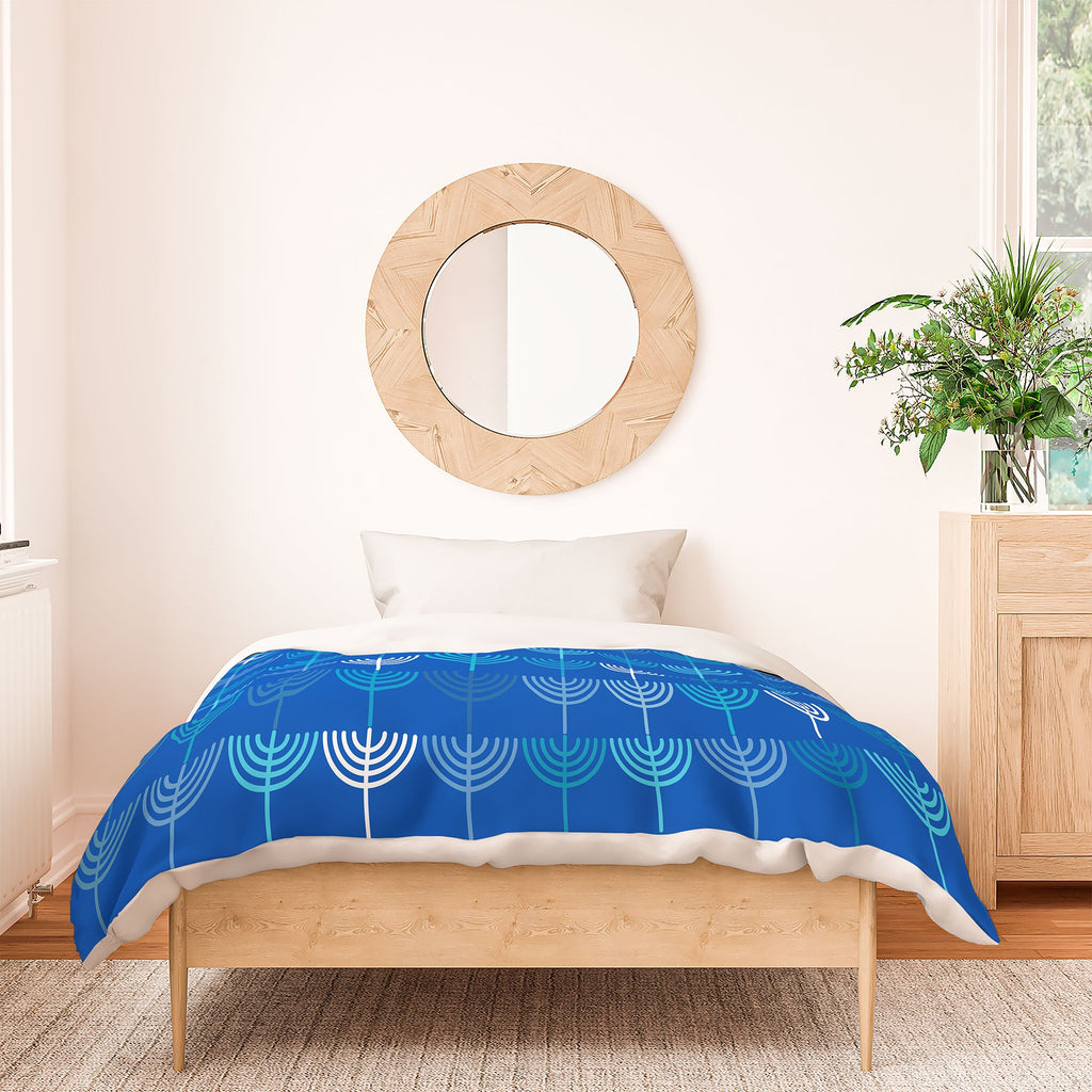 Kierkegaard Design Studio Hanukkah Chanukah Menorah Duvet Cover