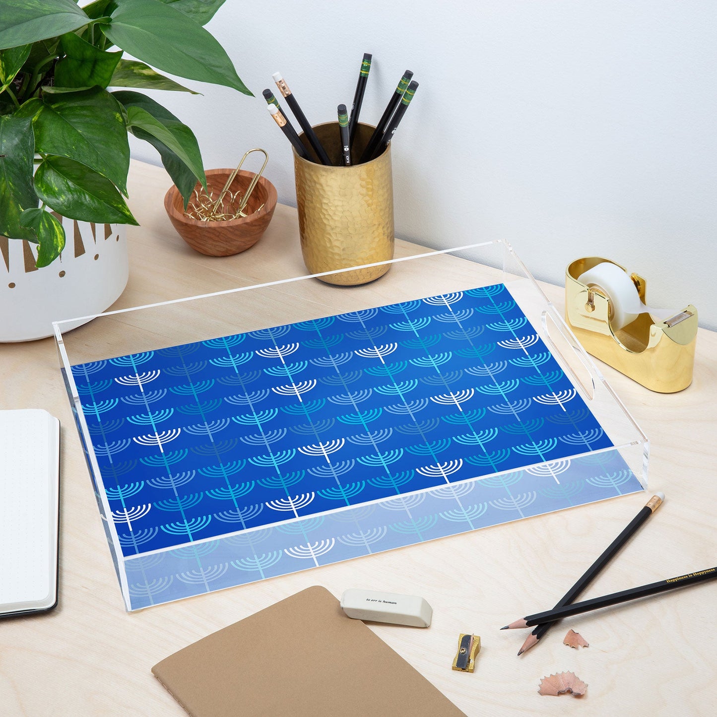 Kierkegaard Design Studio Hanukkah Chanukah Menorah Acrylic Tray