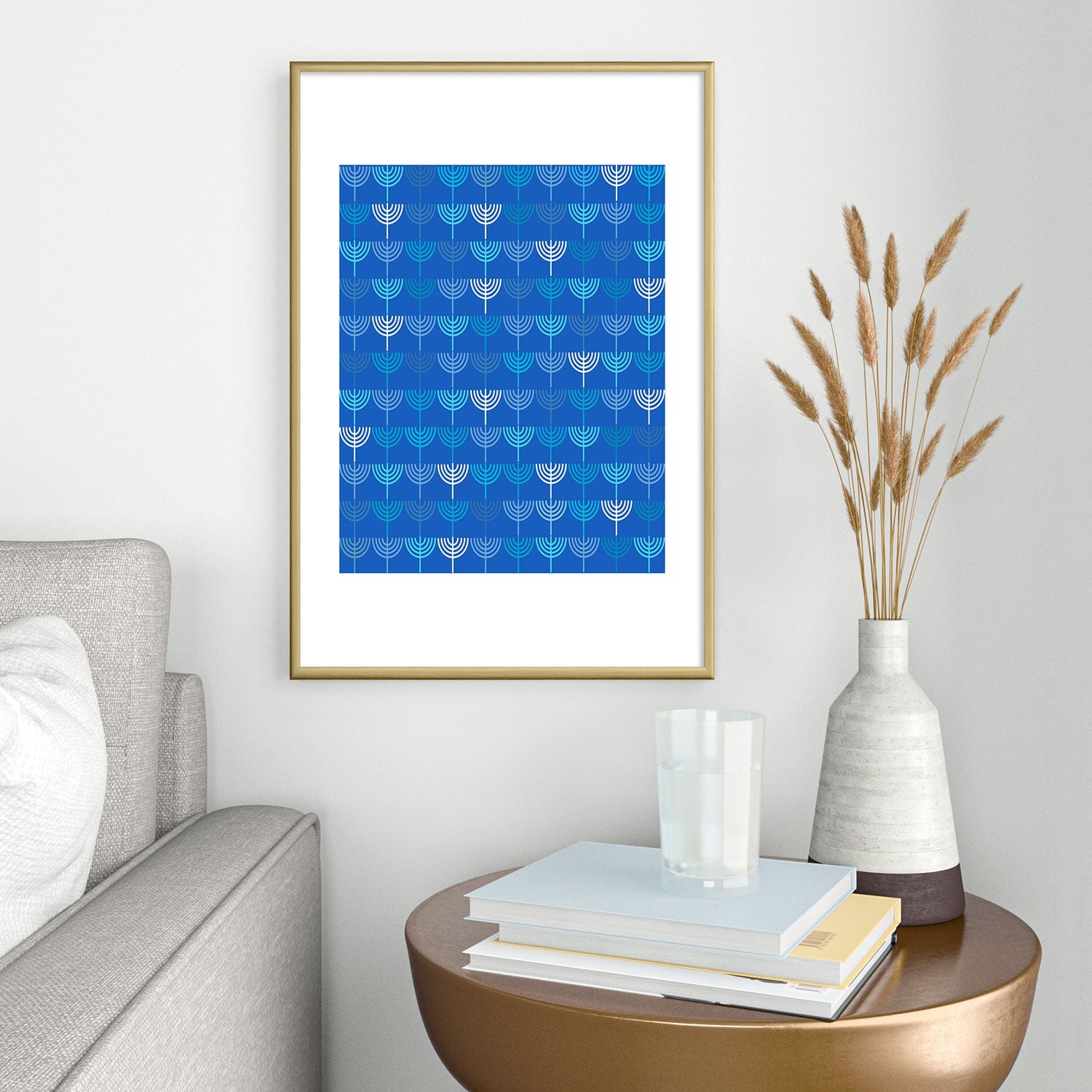 Kierkegaard Design Studio Hanukkah Chanukah Menorah Metal Framed Art Print