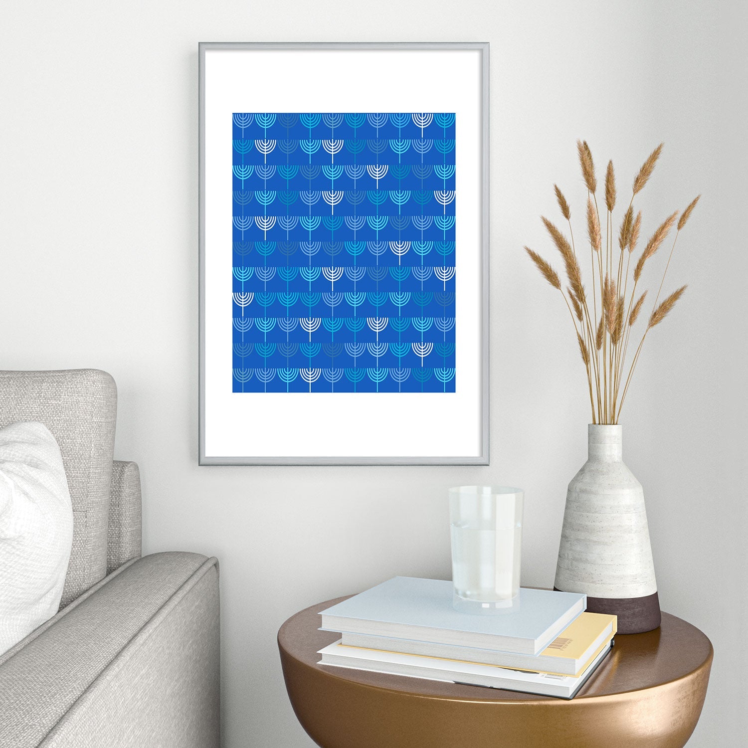 Kierkegaard Design Studio Hanukkah Chanukah Menorah Metal Framed Art Print