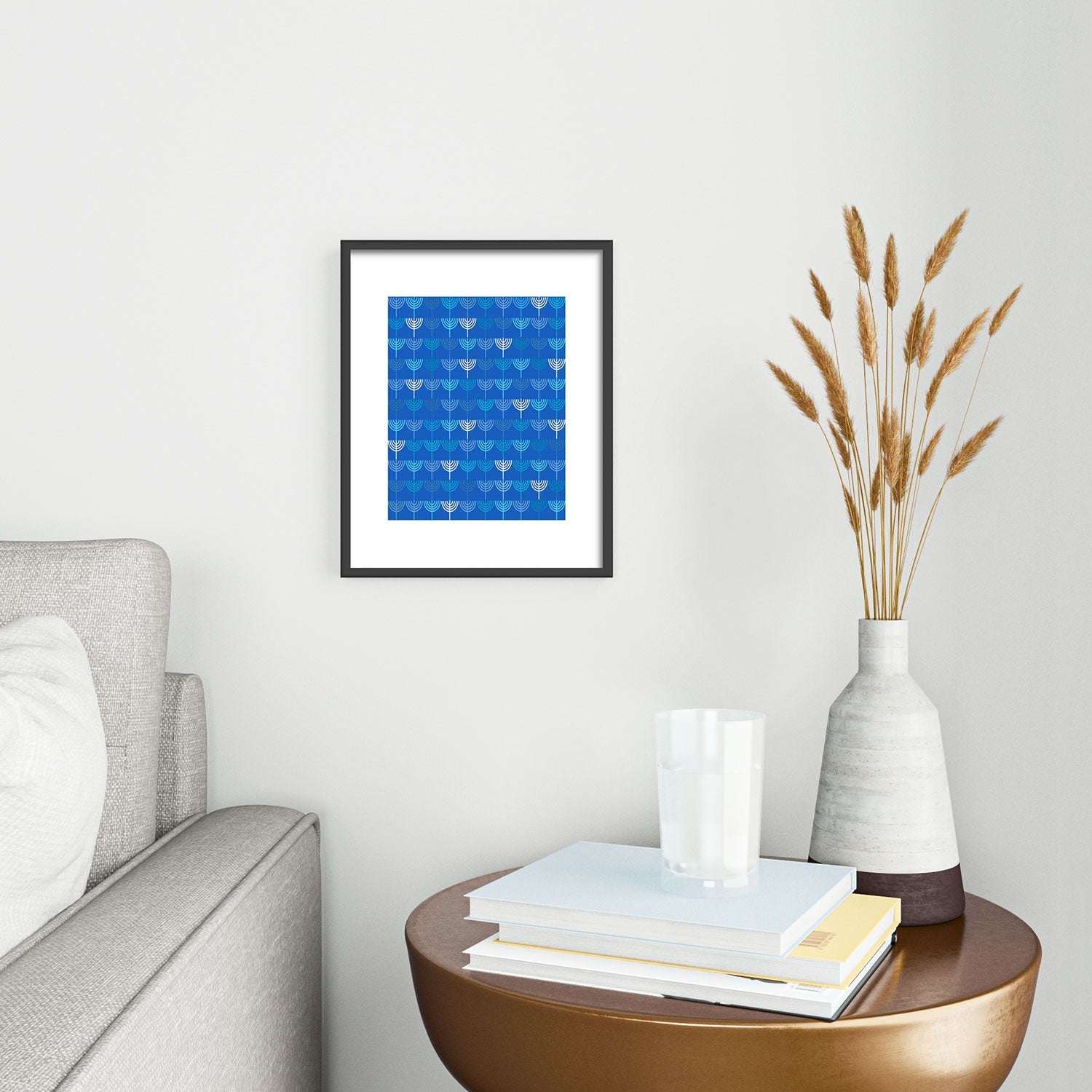 Kierkegaard Design Studio Hanukkah Chanukah Menorah Metal Framed Art Print
