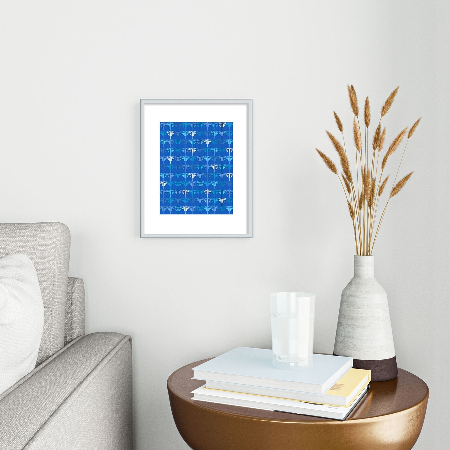 Kierkegaard Design Studio Hanukkah Chanukah Menorah Metal Framed Art Print
