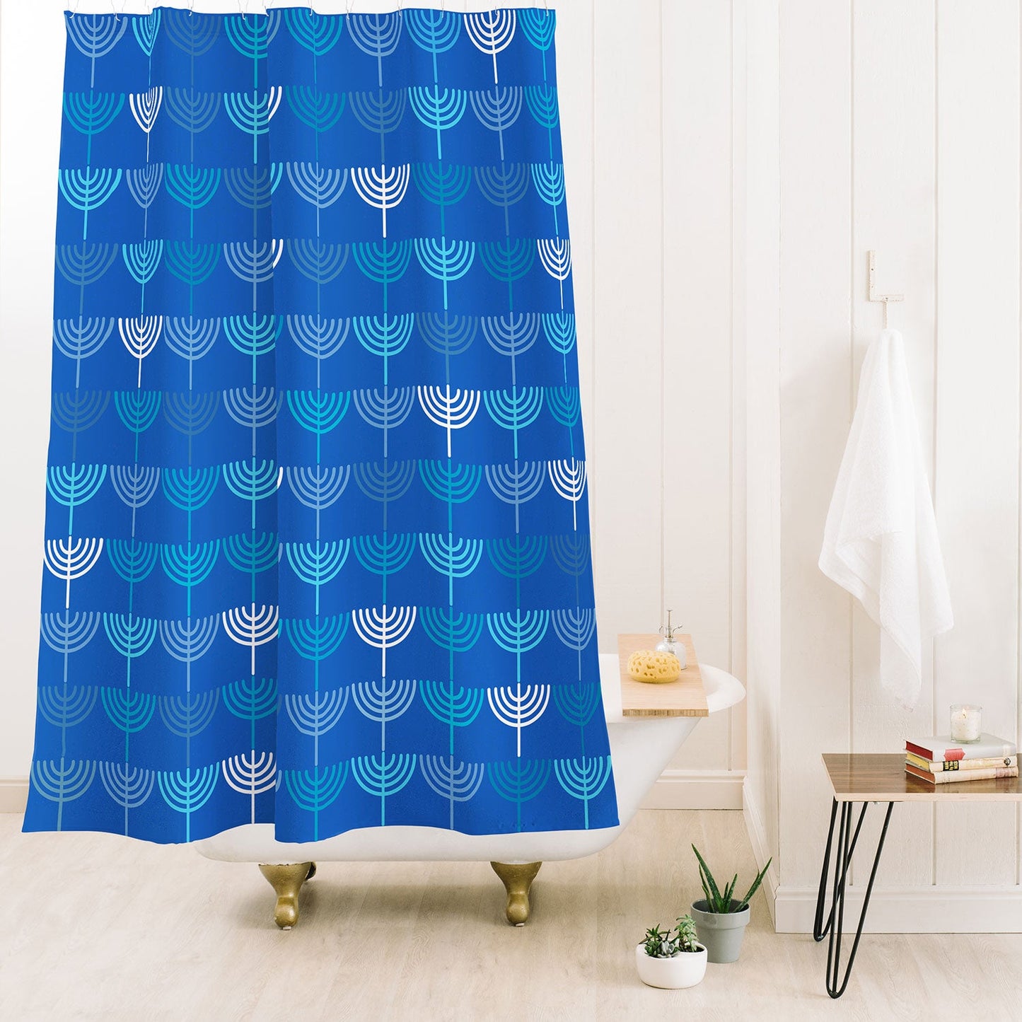 Kierkegaard Design Studio Hanukkah Chanukah Menorah Shower Curtain