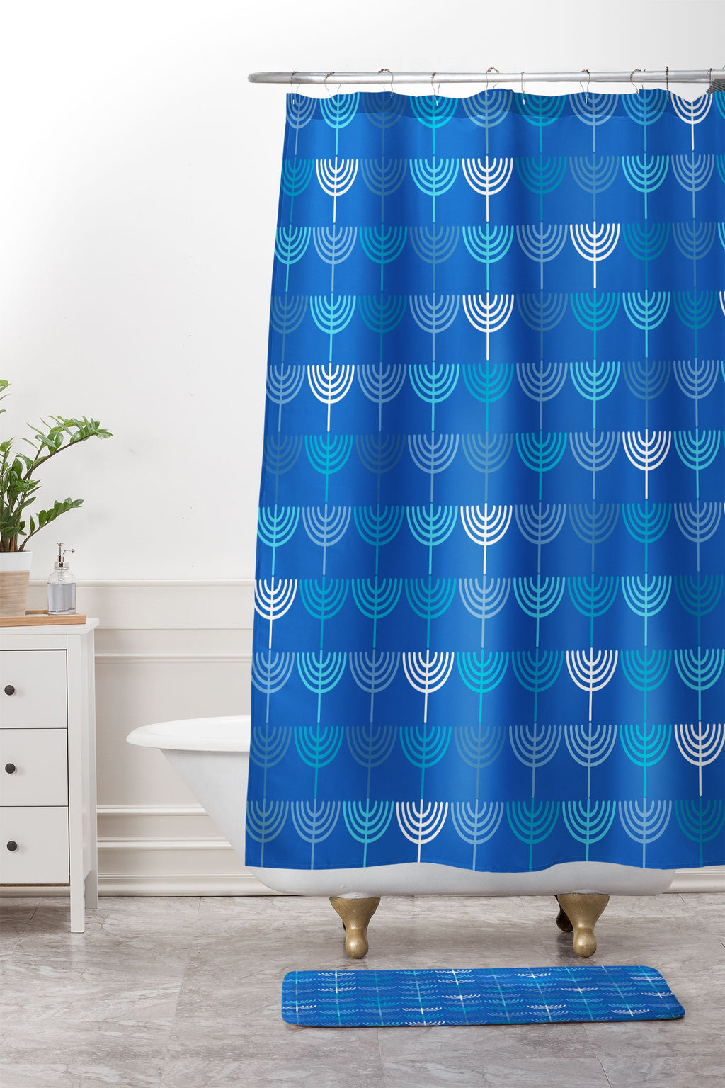 Kierkegaard Design Studio Hanukkah Chanukah Menorah Memory Foam Bath Mat