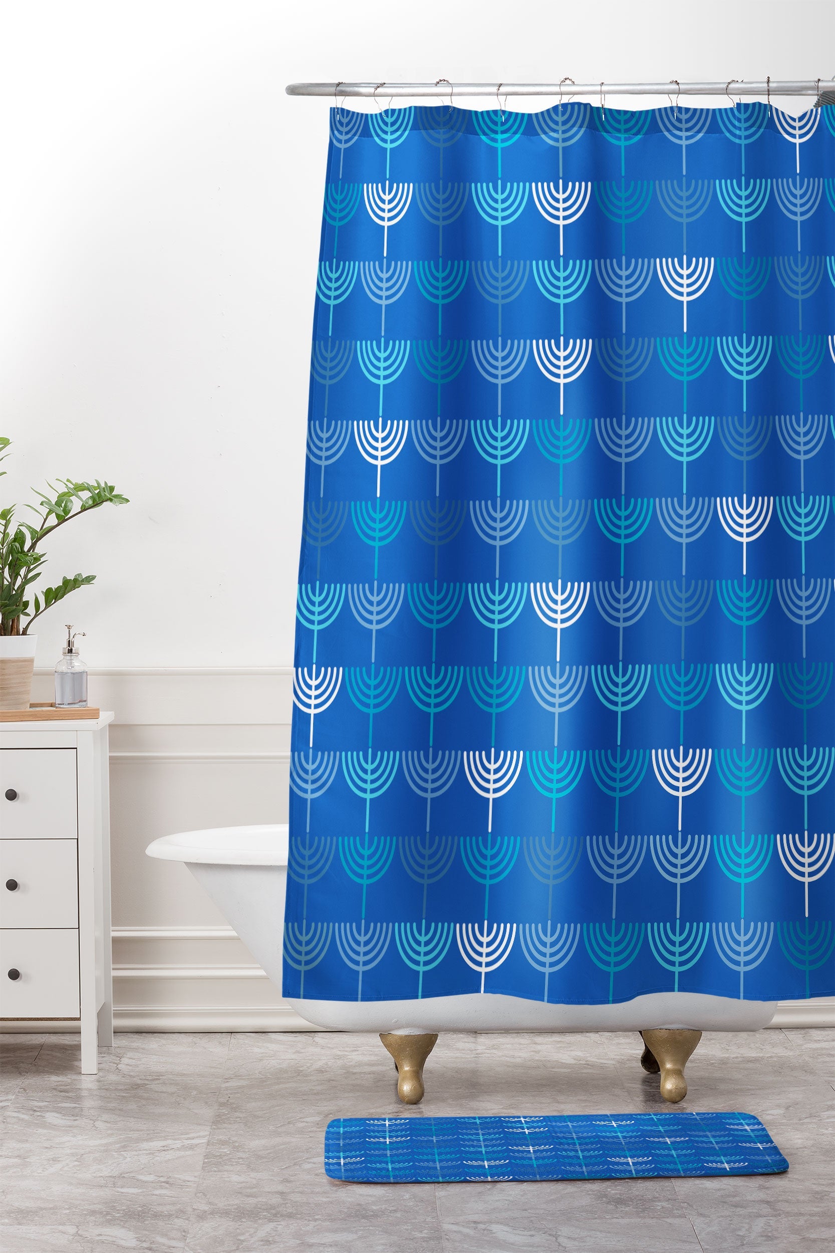 Kierkegaard Design Studio Hanukkah Chanukah Menorah Memory Foam Bath Mat