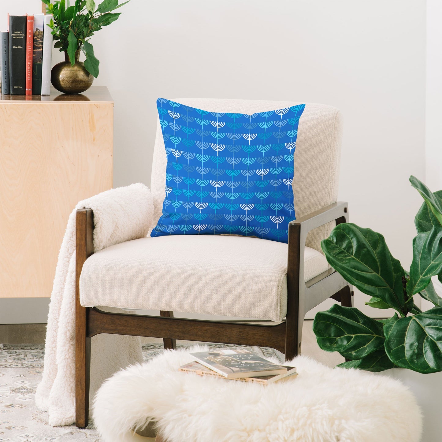 Kierkegaard Design Studio Hanukkah Chanukah Menorah Throw Pillow